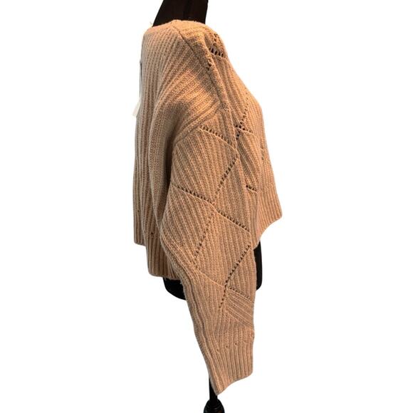 NWT Thakoon 100% Merino Wool Sweater Argyle Pointelle Oversized Oatmeal L $260 - Picture 4 of 10